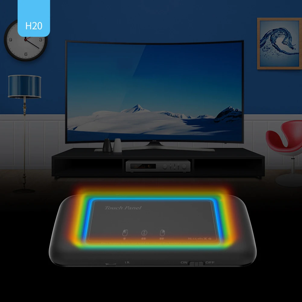 2.4GHz Backlit Wireless Keyboard IR Leaning Remote Control Touch Screen Air Mouse Keyboard Colorful LED with USB Dongle Receiver