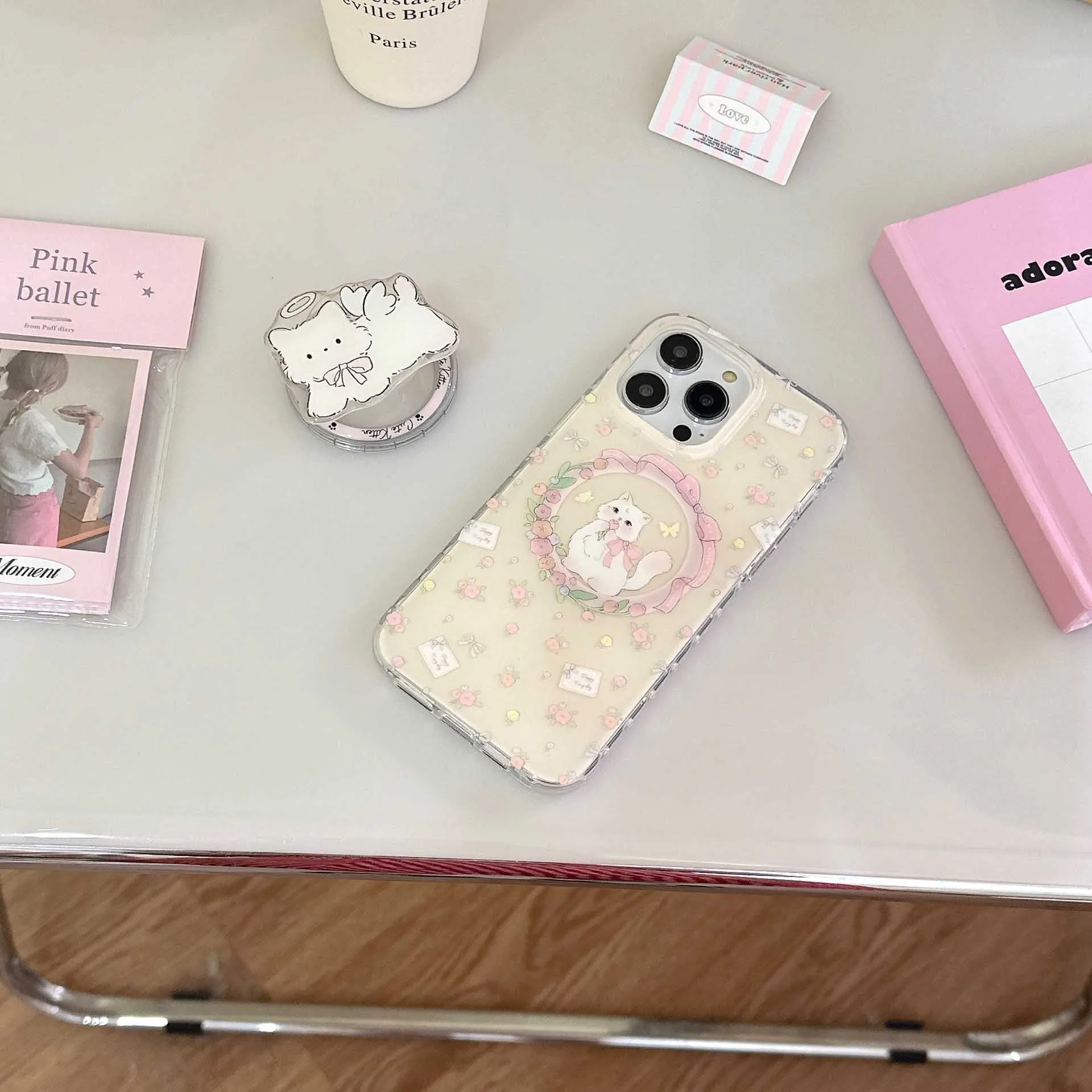 3D Dog Magnetic Stand Holder Phone Case for iPhone