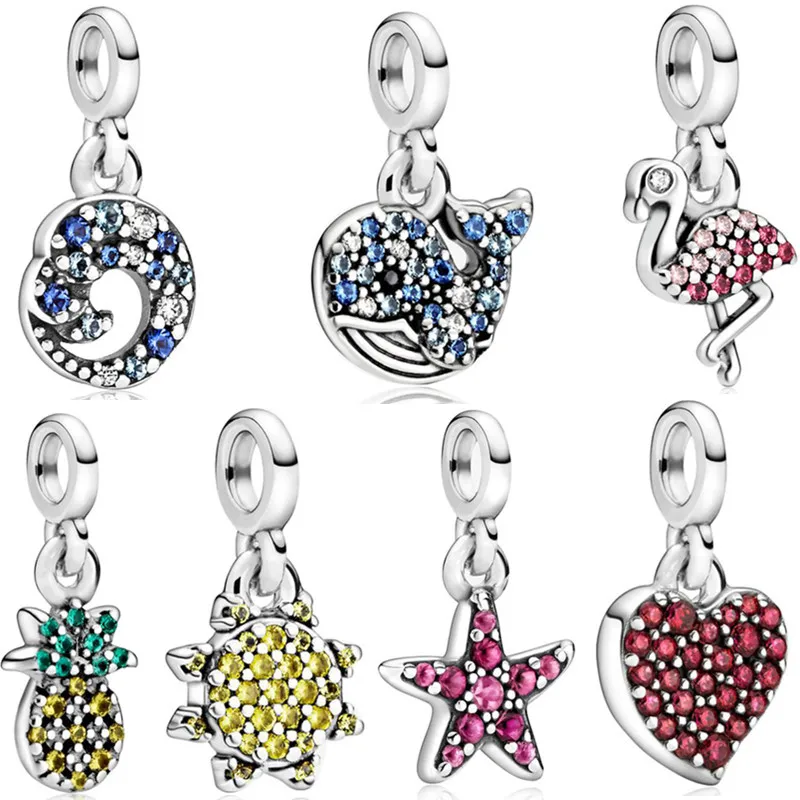 

New Fashion Charm Original Pineapple Whale Flamingo Pendant for Original Pandora Women Bracelet Jewelry Accessories Gift