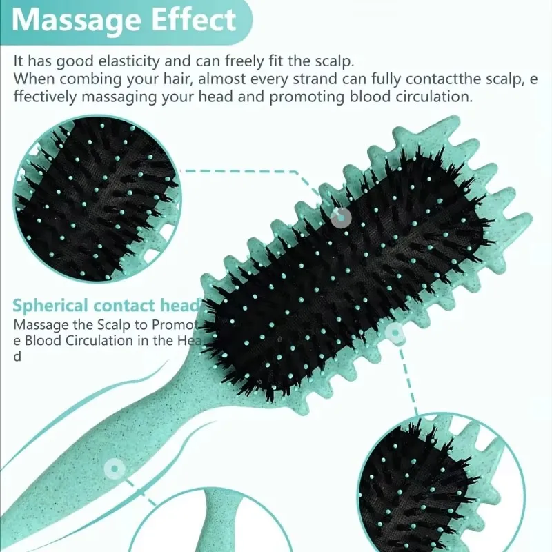 Große gebogene Haarbürste mit Luftkissen, flauschige Anti-Haarausfall-Massagebürste für alle Haartypen, für langes, dickes, dünnes, lockiges Haar – Detail 16