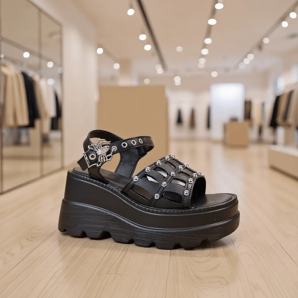 Fashion Accessories Buckle Decorative Women's Platform Sandals - Stylish Black Mary Jane Platform Shoes for Casual Wear