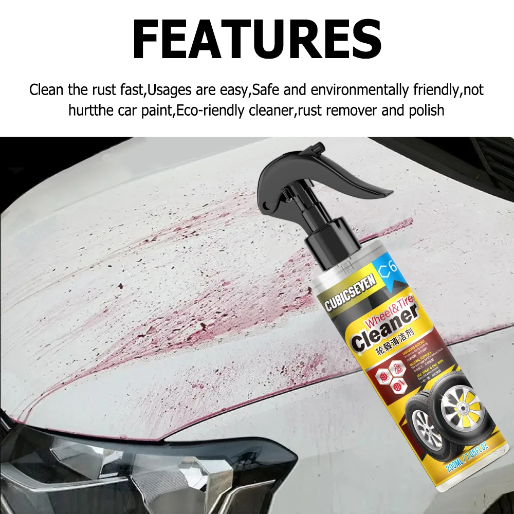 200ml Car Iron Powder Remover Dust Rust Cleaner Auto Wheel Hub Rust Prevention Spray Paint Care Brake Cleaner Car Accessories