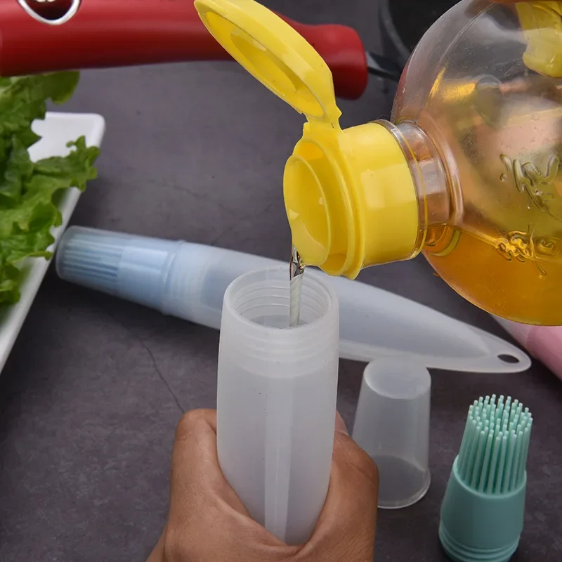 BBQ Oil Bottle Basting Brush Kitchen Cooking Baking Barbecue Pancake Camping Portable Seasoning Sauce Container Dispenser