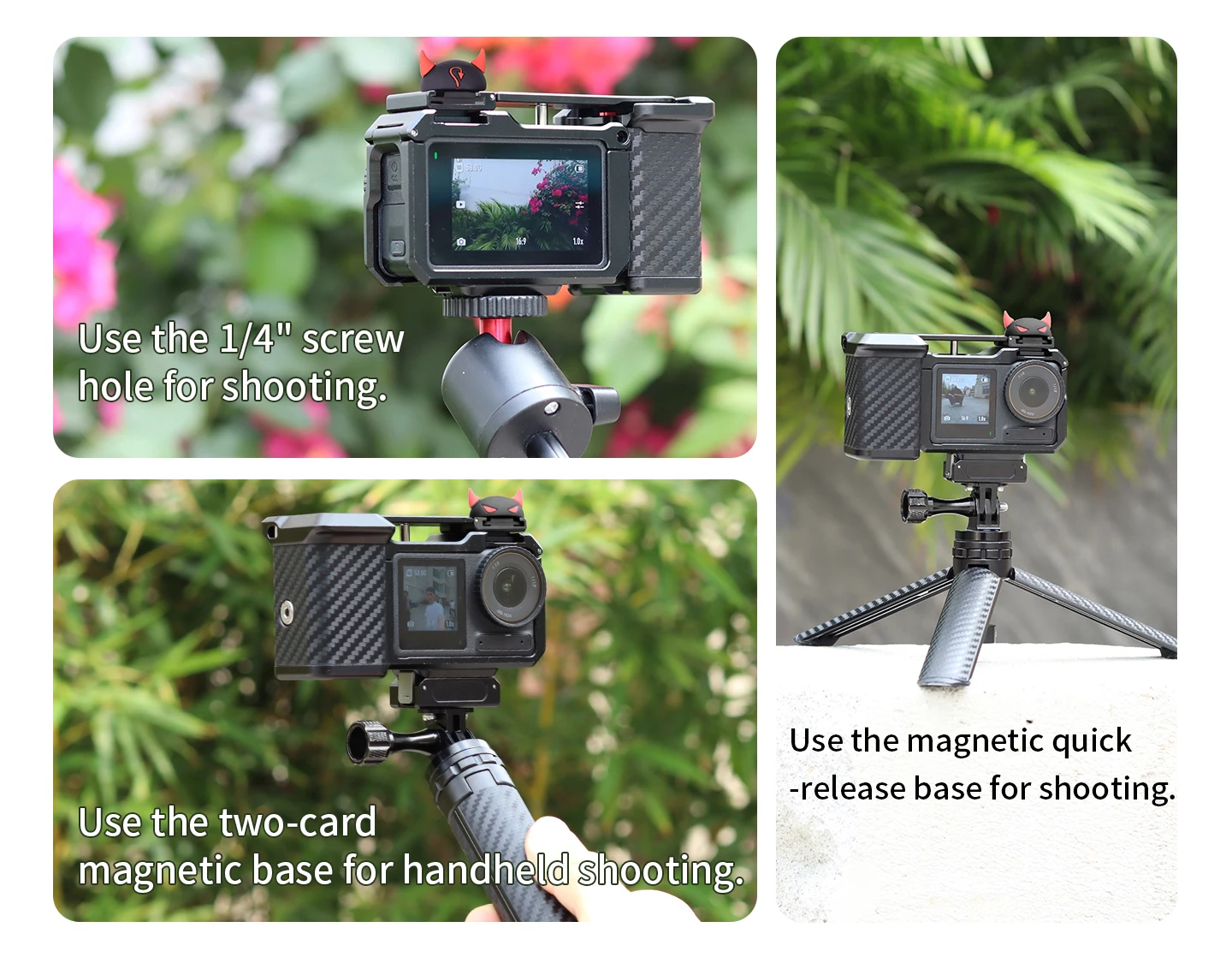 Anti-Rutsch-Kameragriff für DJI Action 5 Pro 4 3 Silikon-Handschlaufe Stabile Halterung Cold Shoe Erweiterungshalterung für Mikrofon und Aufhellungslicht – Detail 15