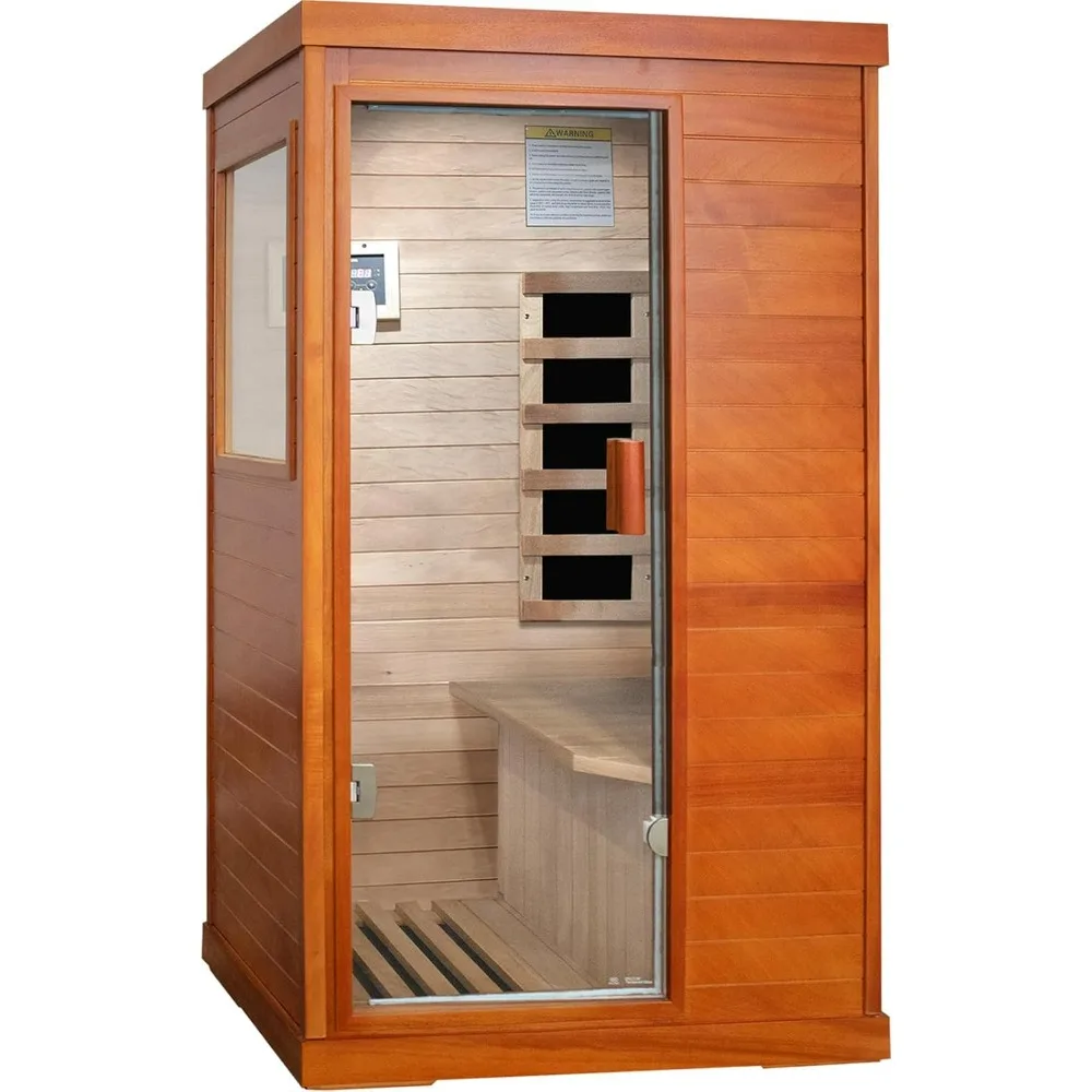 Far Infrared Sauna, 1 Person Infrared Sauna Indoor Low EMF Sauna with Control Panel, Bluetooth Speakers and Tempered Glass Door 6