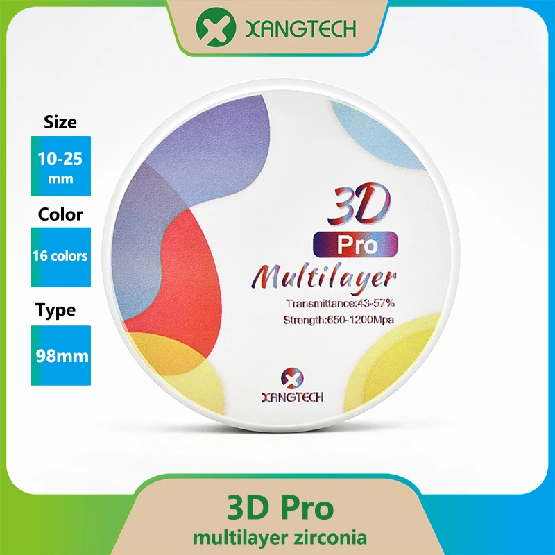 

XANGTECH 98 мм 3D Pro Многослойные циркониевые диски, стандартные циркониевые блоки из лабораторных материалов
