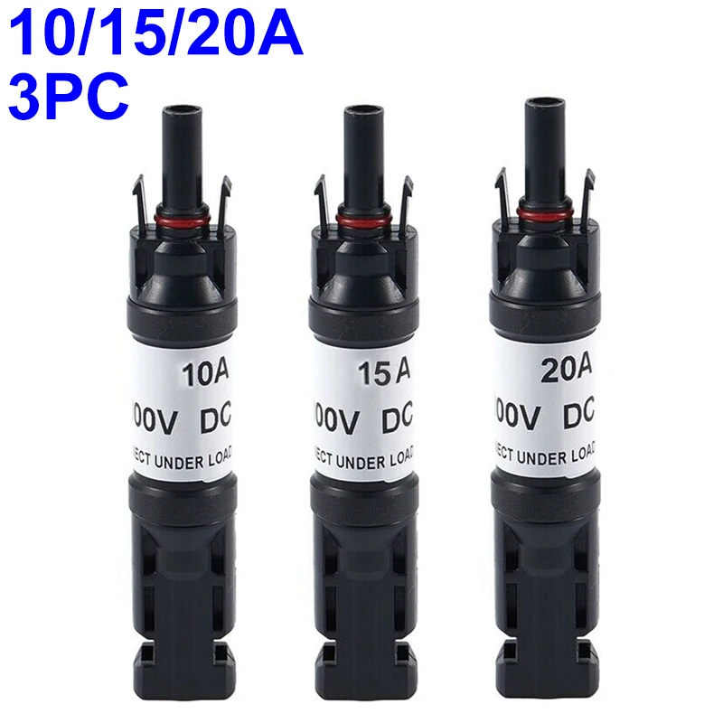 

3pcs Photovoltaic Fuse Diode Connector 10A 15A 20A UL94 V0 Prevent Reverse Current Flow Solar Panels IP67 Protection Accessories