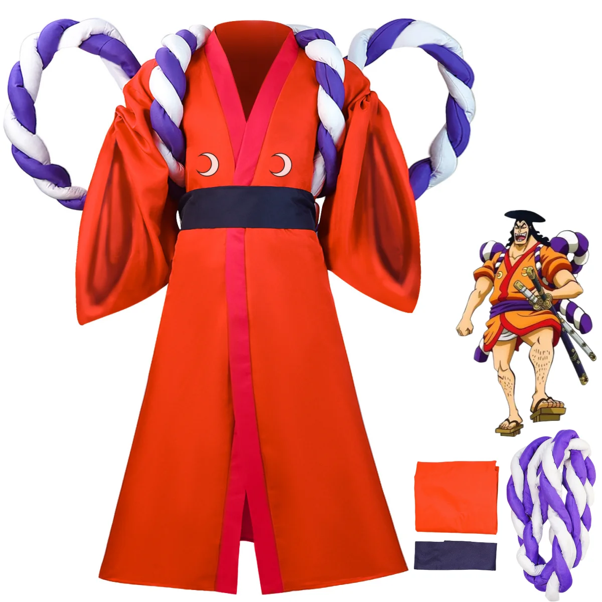 

Anime Kozuki Oden Cosplay Costume Wano Kuni Country Kuri Japanese Red Kimono Robe Backstraps Adult Man Carnival Halloween Suit