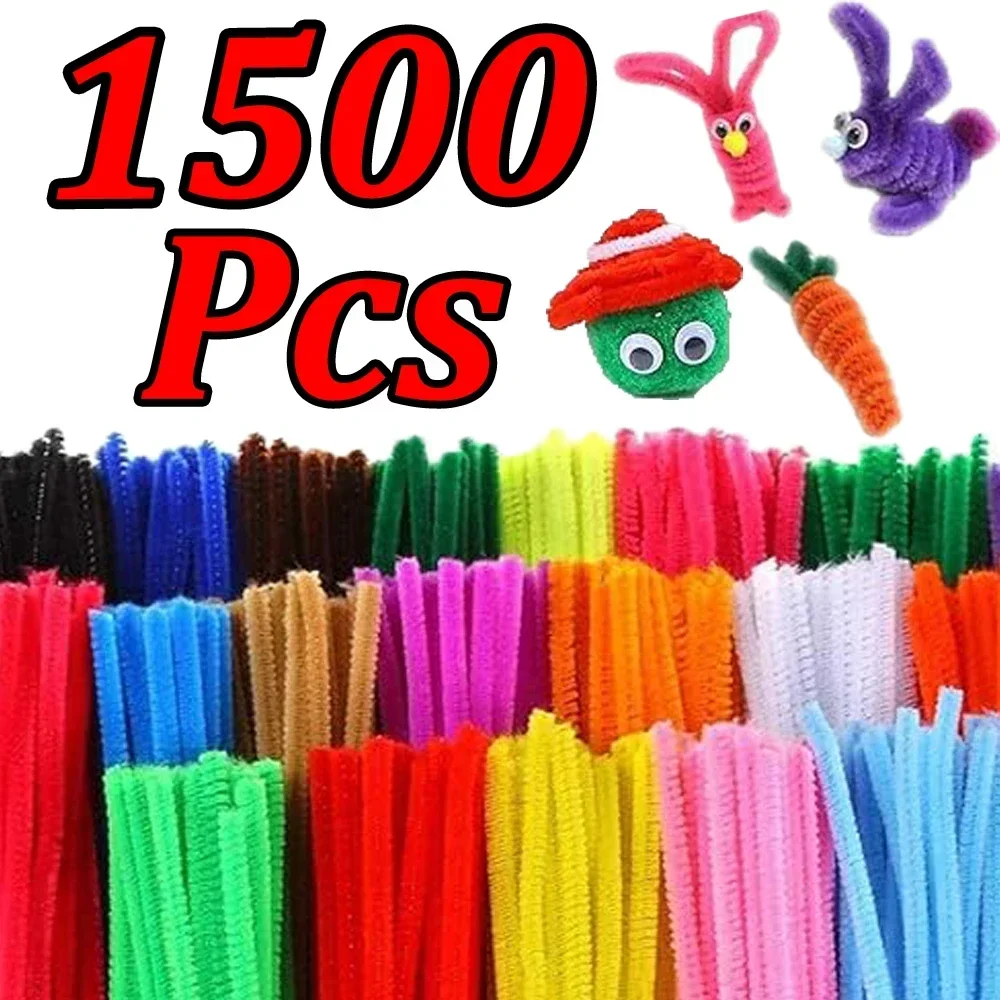 100-1000pc Colorful Chenille Stems Pipe Cleaners Kids Educational Toys Handmade Plush Tinsel Twist Sticks For DIY Craft Supplies
