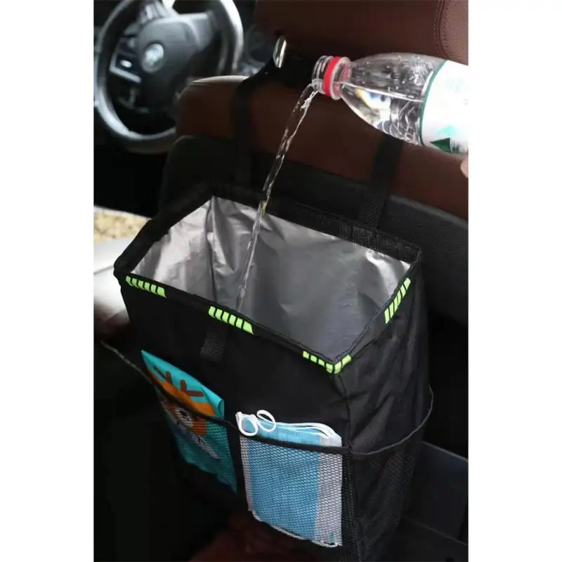 

1pc Black Car Seat Storage Bag Multi-function Car Rear Seat Headrest Stowing Bag Waterproof Large Capacity Tidying Storage Bag