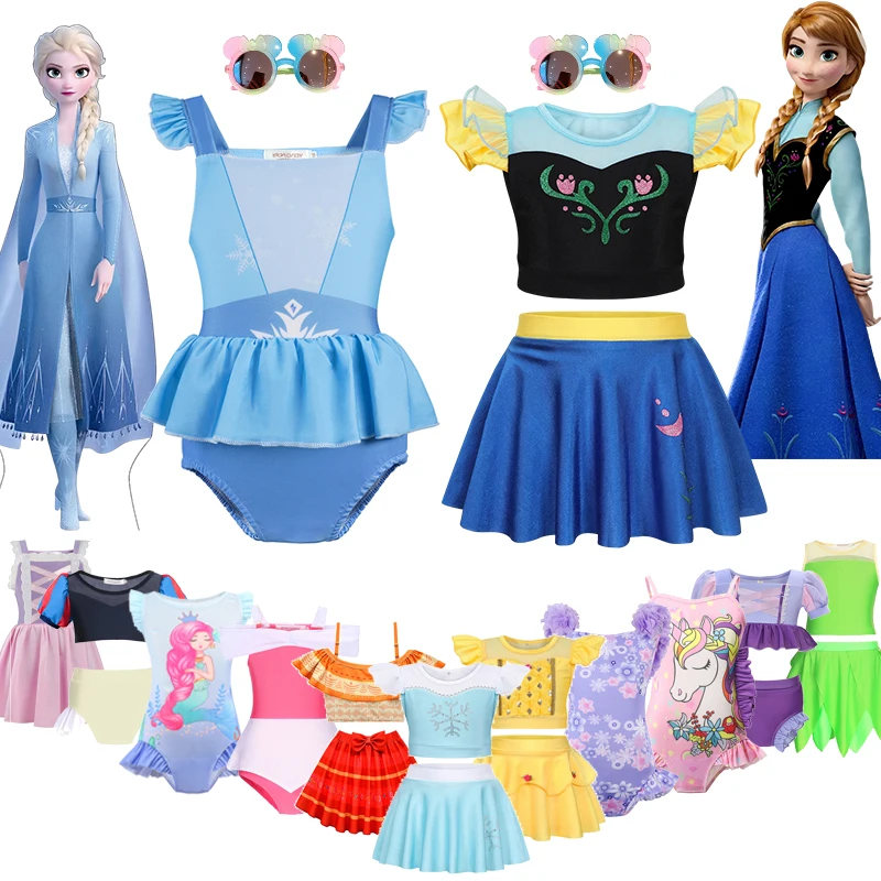 

Disney Girl Summer Swimsuit Children's Elsa Anna Swimwear Belle Isabela Mermaid Ariel Kids Bikini Set Holiday Beach Bathing Suit