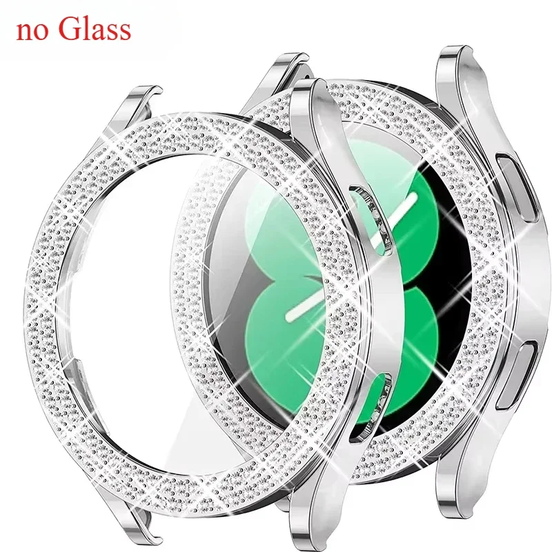 Diamond-Encrusted Protective Watch Case - Shiny Plastic Hard Bumper Cover