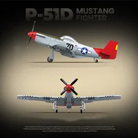 World War Military P-51 Mustang Fighter Building Blocks WW2 Aircraft La-7 Spitfire Yak-1B Bf-109E Plane Technical Bricks Kid Toy 3