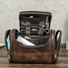 Contact's Men Business Travel Wash Toiletry Bag Crazy Horse Leather Washing Tool Storage Bag Cosmetics Handbag 1