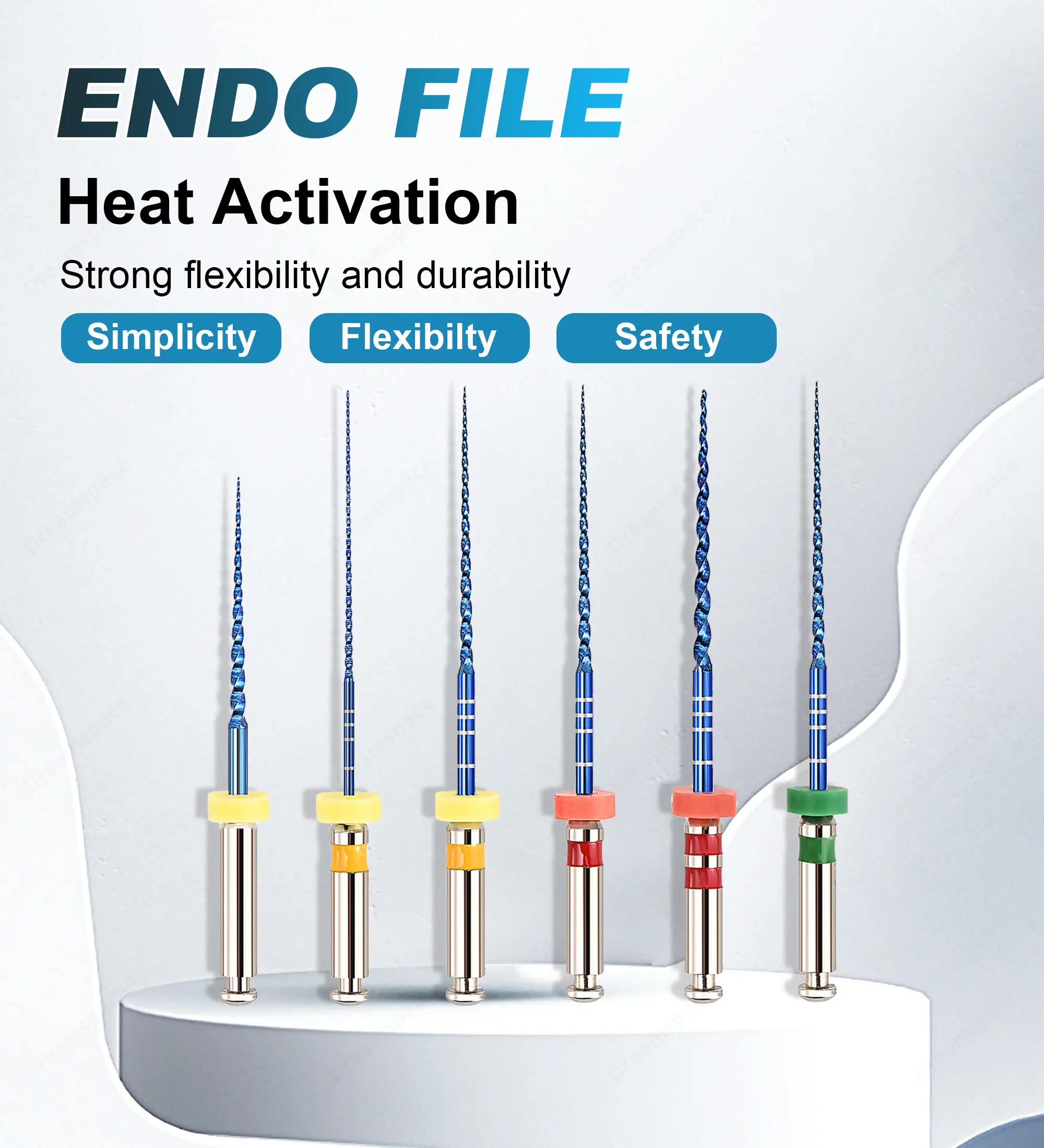 Nickel titanium root canal dental 02 04 06 taper endo files Blue