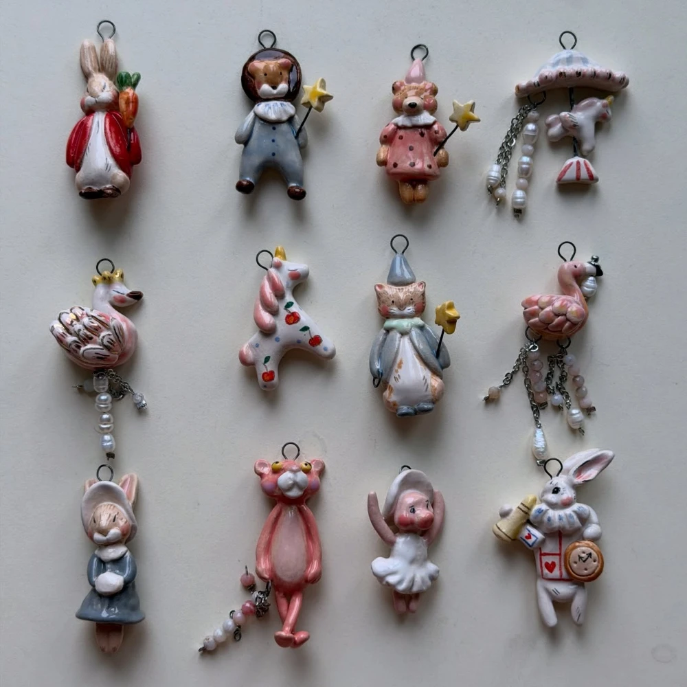 Vielseitige, beliebte, niedliche Tier-Serie: Katze, Bär, Trojaner DIY-Anhänger für Schmuck