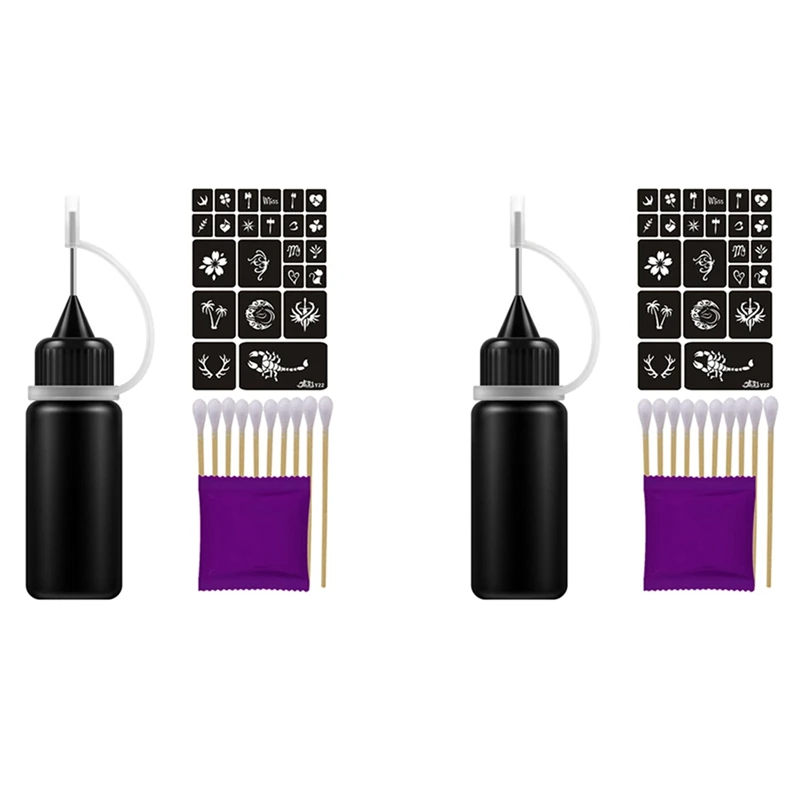 

2X Temporary Tattoo Ink Natural Long Lasting Organic Jagua Fruit Gel/Ink No Chemicals No Alcohol 10Ml Y22