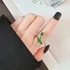 WYEAIIR Green Shiny Zircon Slytherin Snake INS 925 Sterling Silver Resizable Opening Ring For Women Luxury Jewelry 2