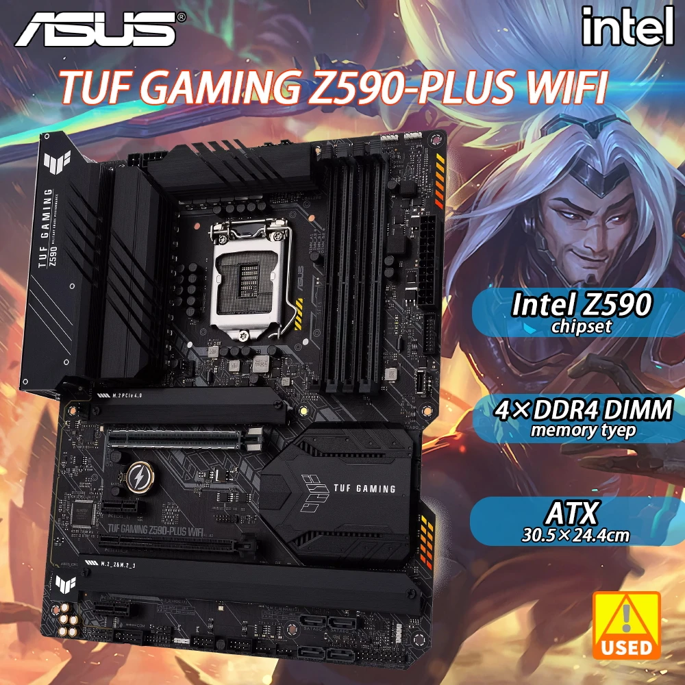 LGA 1200 마더 보드 ASUS TUF 게임 Z590-PLUS WIFI 인텔 Z590 칩셋 4 × DDR4 128GB PCI-E 4.0 M.2 SATA III PCI-E X16 ATX