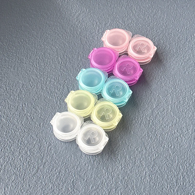 5Pcs 컬러 프레스 타입 렌즈 컨테이너 주최자 휴대용 미니 콘택트 렌즈 케이스 프레스 타입 여행용 아이 케어 키트 보관함