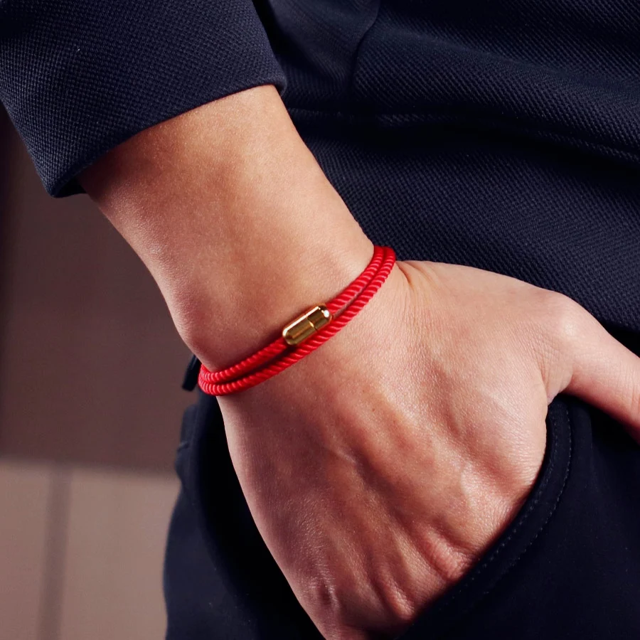 Stainless Steel Magnet Buckle Red Cord Chain Bracelet