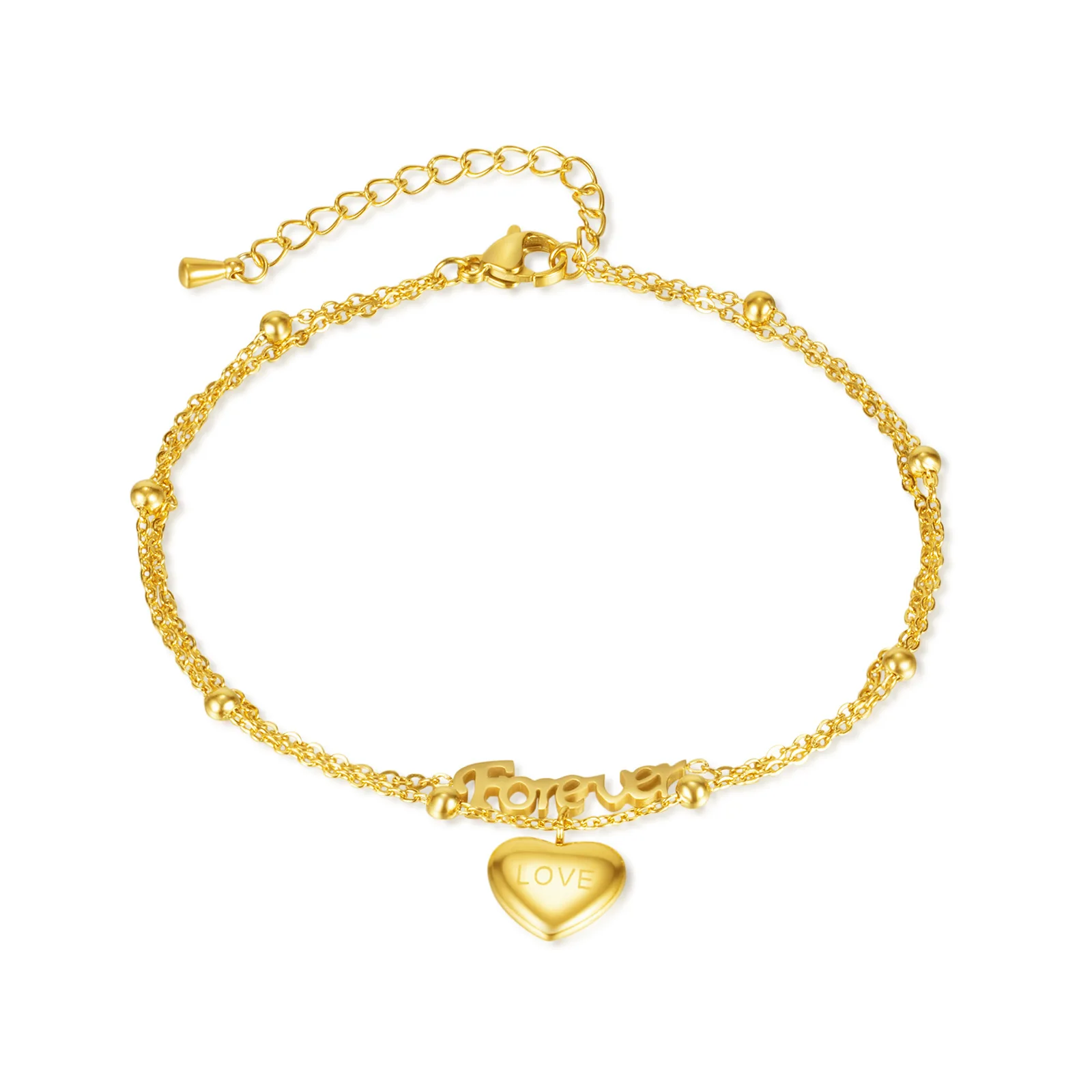 

Fashion Classic Simple Temperament Stainless Steel Heart Letter ForeverLove Titanium Steel Anklet