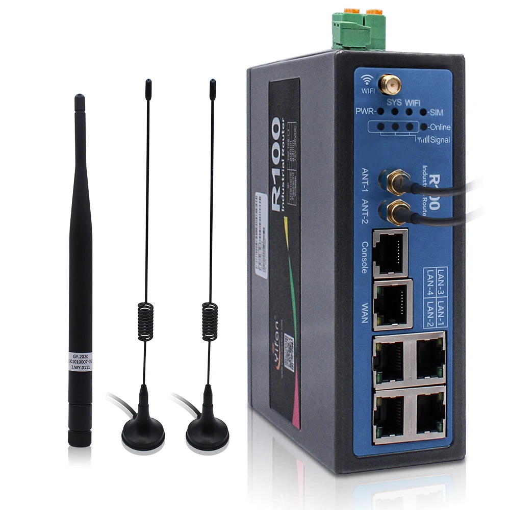 Ondersteuning I/O RS232 RS485 Poorten R100 Industriële 4G Vpn Wifi Router Met Sim Card Slot