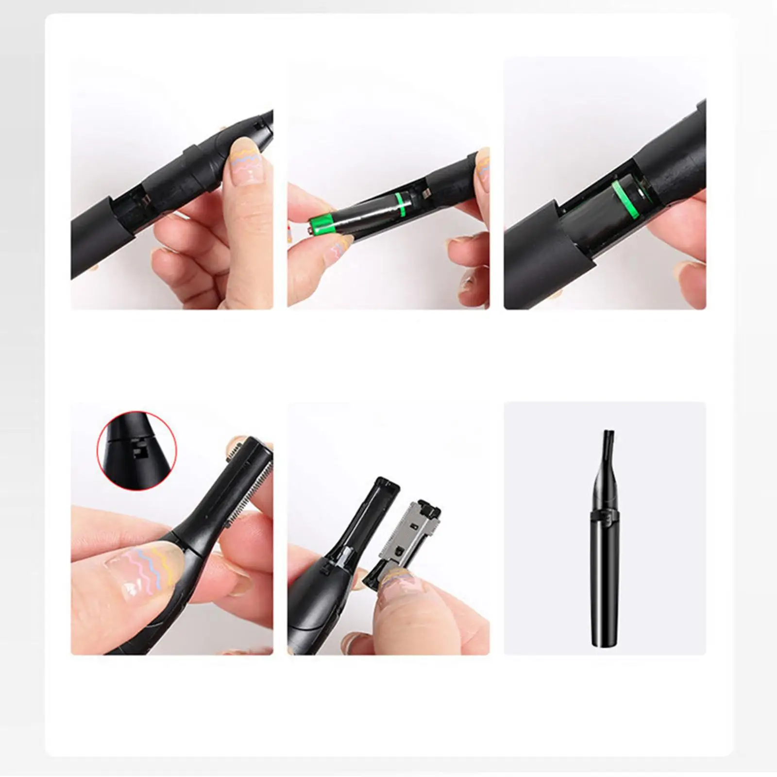Electric Eyebrow Trimmer Multi-Function Cordless Battery-Operated Arms