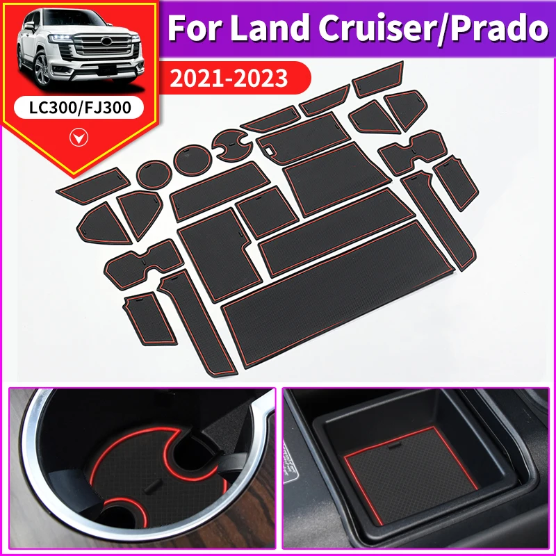 

For Toyota Land Cruiser 300 2022 Interior Decoration Accessories Lc300 J300 Storage Grid Sink Water Cup Mat Storage Box Mat