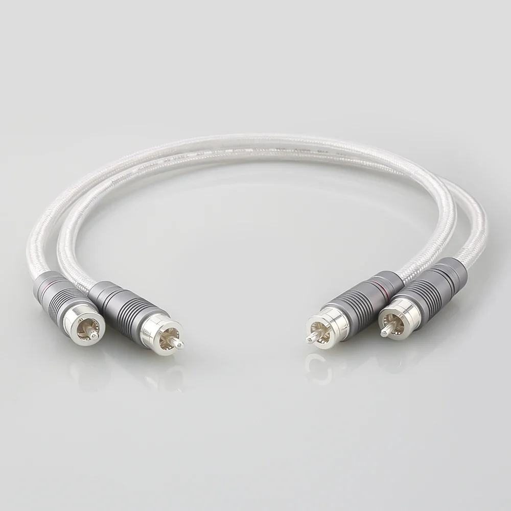 

Audiocrast IC102AG 99.998% Pure Silver RCA Cable HiFi Audio Interconnect Solid PSS Pure Silver Core Wire Silver-Plated Plug