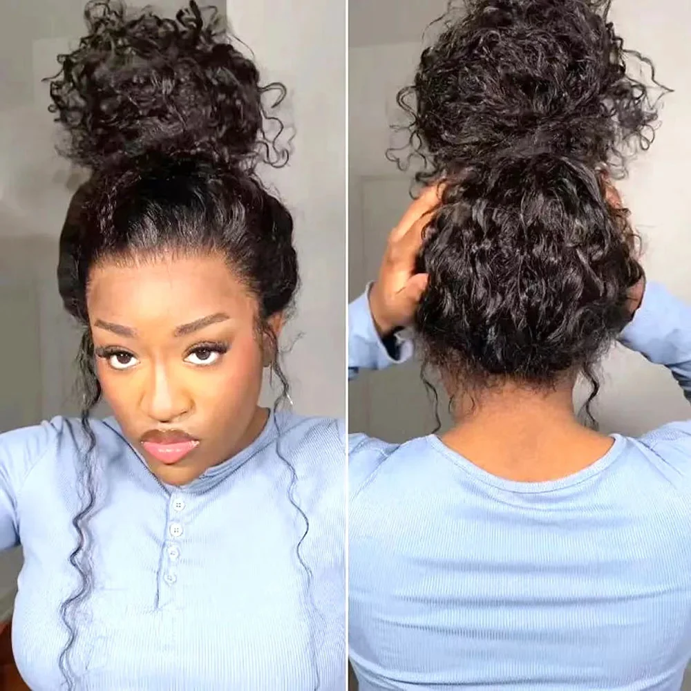 250 Density 360 Full Lace Wig Human Hair Pre Plucked Deep Curly Lace Front Human Hair Wig Curly HD Transparent Lace frontal Wig