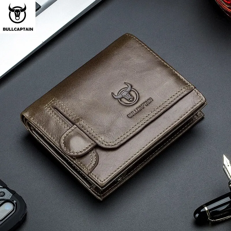 BULLCAPTAIN Men RFID Blocking Leather Wallet