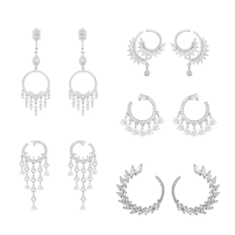 

Серьги-подвески Pumm S925 с кристаллами циркония, Роскошные, простые, модные, универсальные, свежие женские ювелирные изделия в подарок
