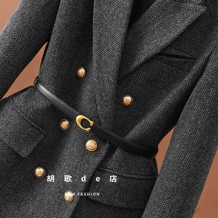 2025 جديد إمرأة بدلة بأكمام طويلة سترة معطف صوفي م...