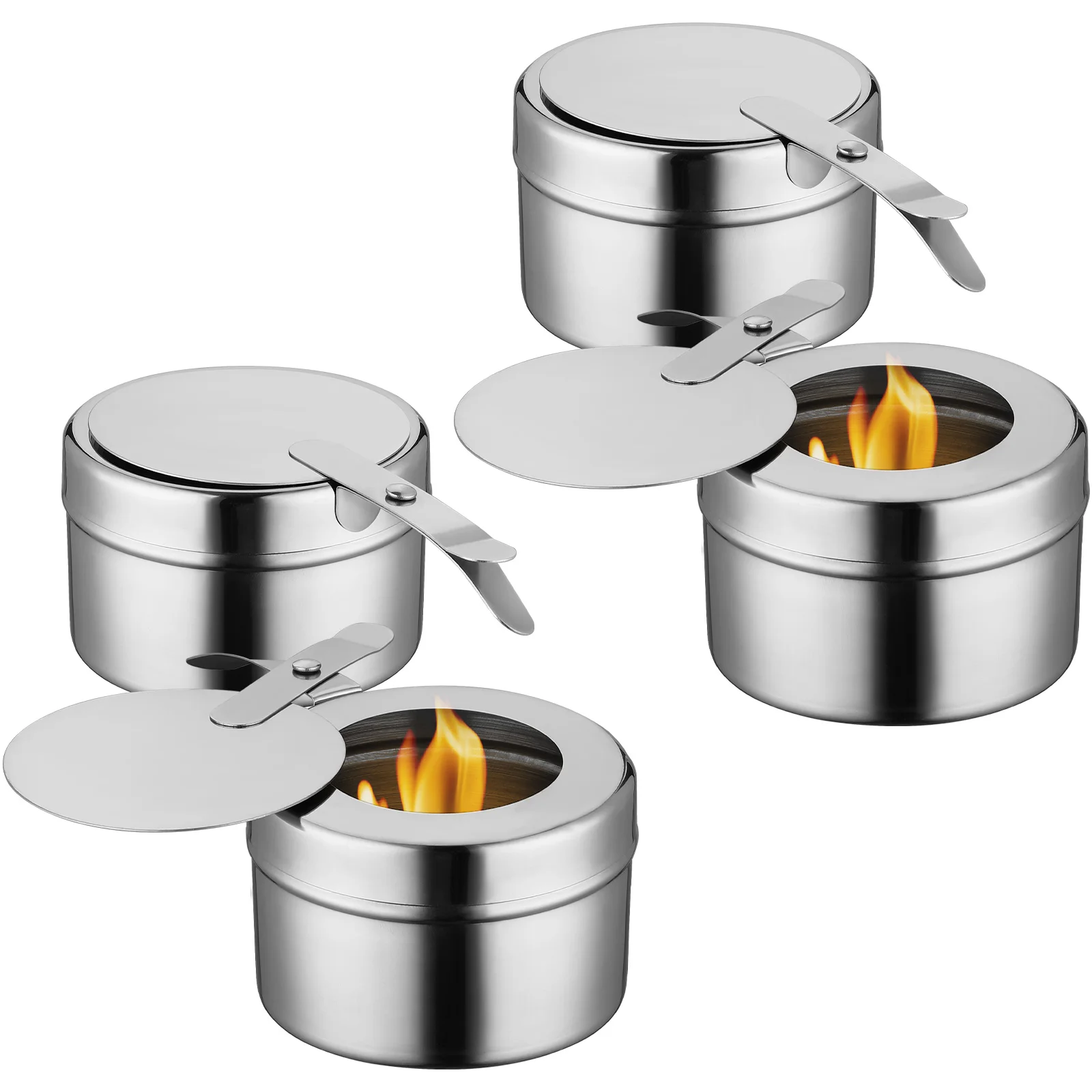 4 Pezzi Di Carburante In Acciaio Inossidabile Con Coperchio Chafer Lattine Di Carburante In Scatola Scaldavivande Per Buffet Per Feste Barbecue