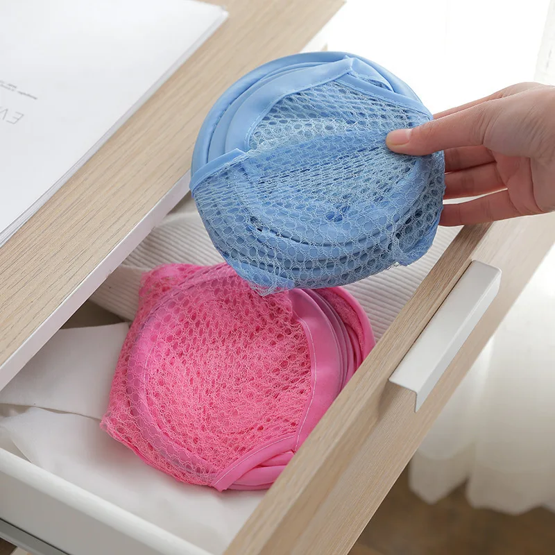 Laundry storage basket Folding Laundry Storage Basket Household Dirty Clothes Bag Light Nylon Mesh Color Net Sundries Organization