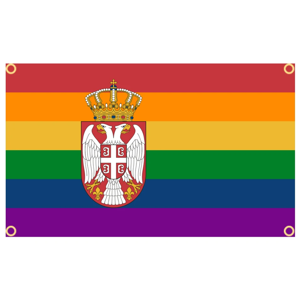 Bandera del orgullo Gay de Serbia, cartel impreso de poliéster, tapiz para  decoración, 60x90, 90x150, 120x180CM - AliExpress, image size:960x960