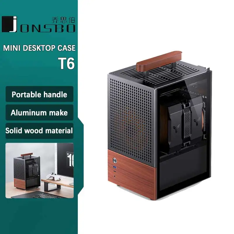 JONSBO T6 ITX PC Case Mini Tower Aluminum Chassis with