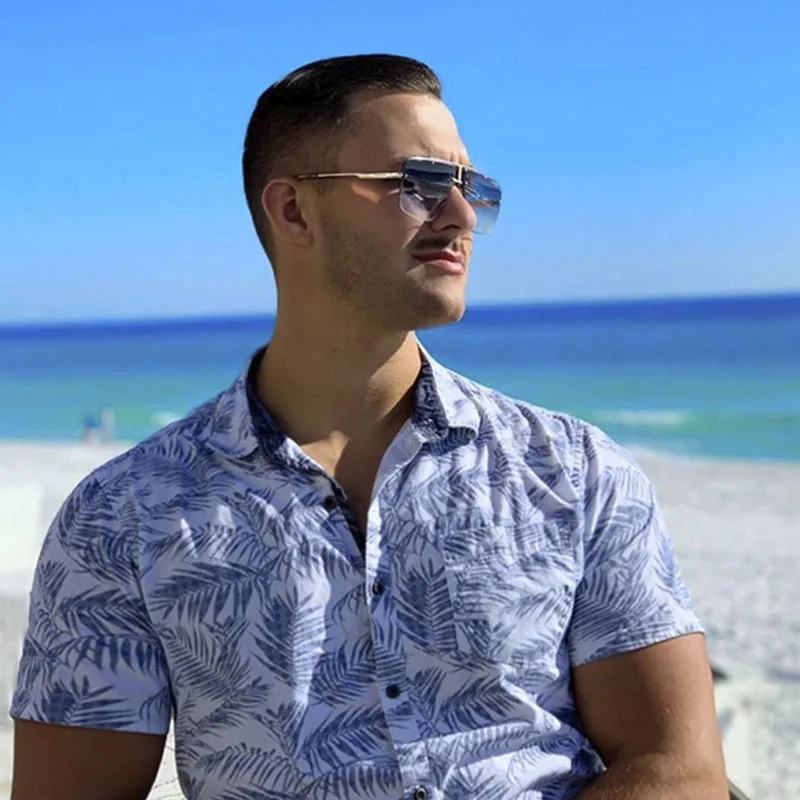 Occhiali da sole senza montatura da uomo di design di marca Occhiali da sole quadrati da uomo vintage Occhiali da sole UV400 Shades Eyewear gafas de sol hombre_voghion.com