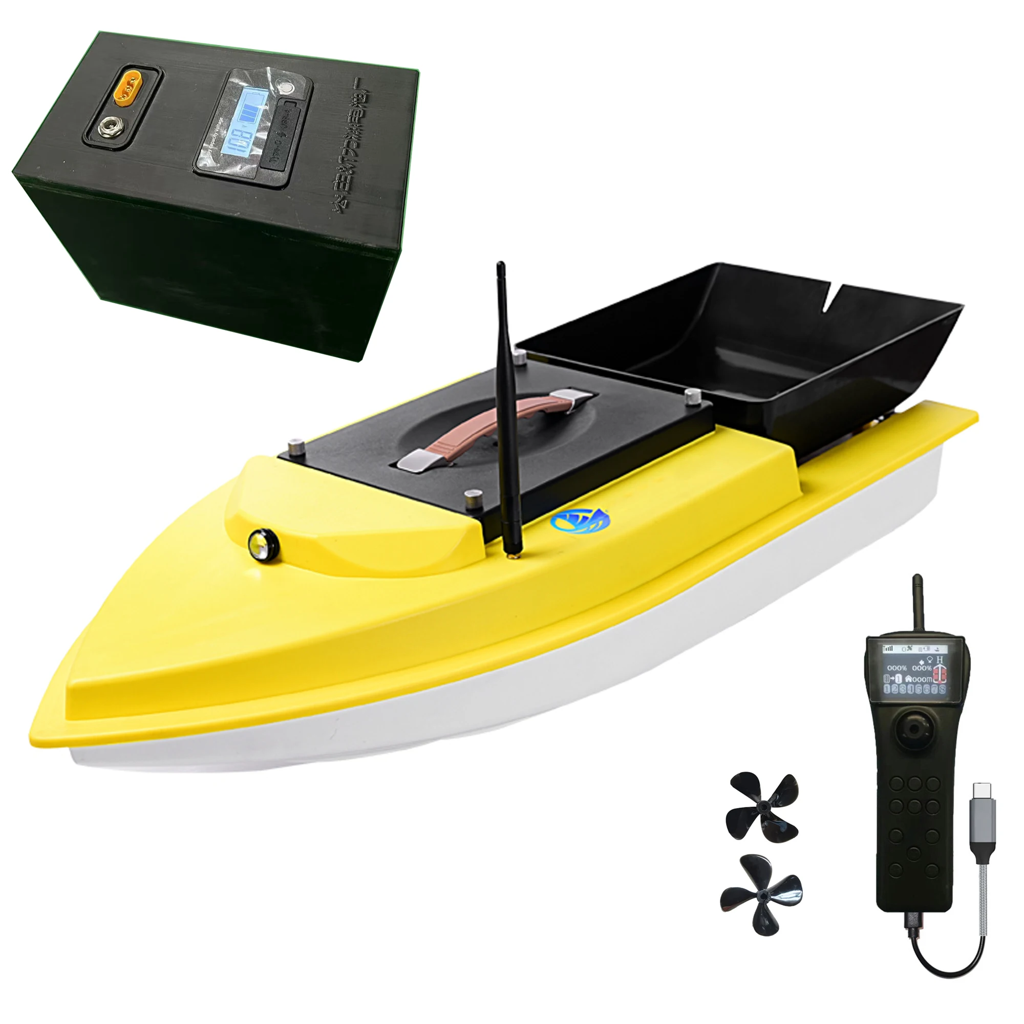 S90 브러시리스 모터 해수 RC 낚시 미끼 보트 GPS 탑재 서프 낚시용 60000mAh 배터리 포함