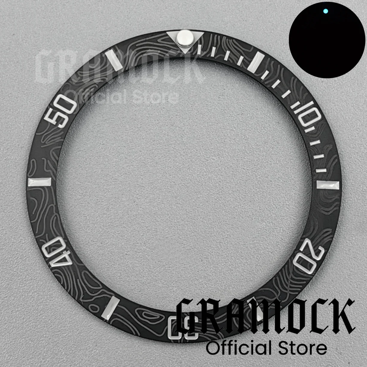 Carbon Fibre Tilted Ceramic Bezel with Blue Luminous Accents