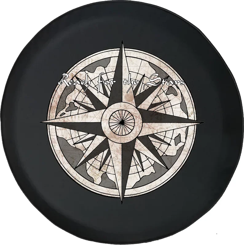 

Nautical Spare Tire Cover Compass Vintage Tire Cover for Car, Camper, SUV With or Without Backup Camera Hole