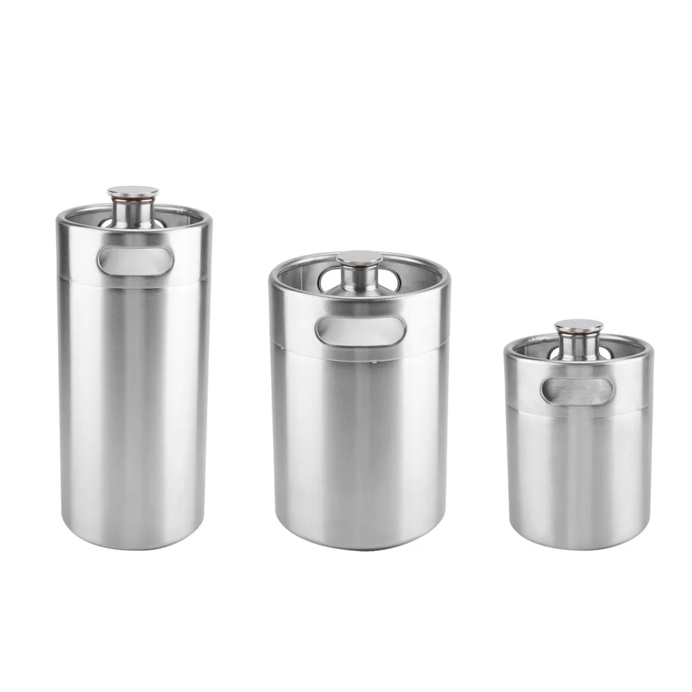 

2L/3.6L/5L Beer Barrel Keg Style Stainless Steel Mini Homebrew Beer Keg Holder Beer Container for Home Brewing Making Bar Tool