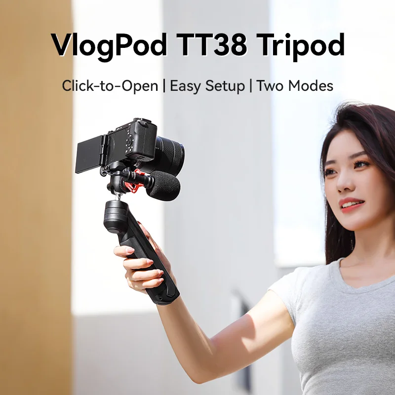 Ulanzi VlogPod TT38 Tripod with 360° Flexible Ball Head Cold Shoe Mount Tripod for Camping Street Photograph Livestreaming