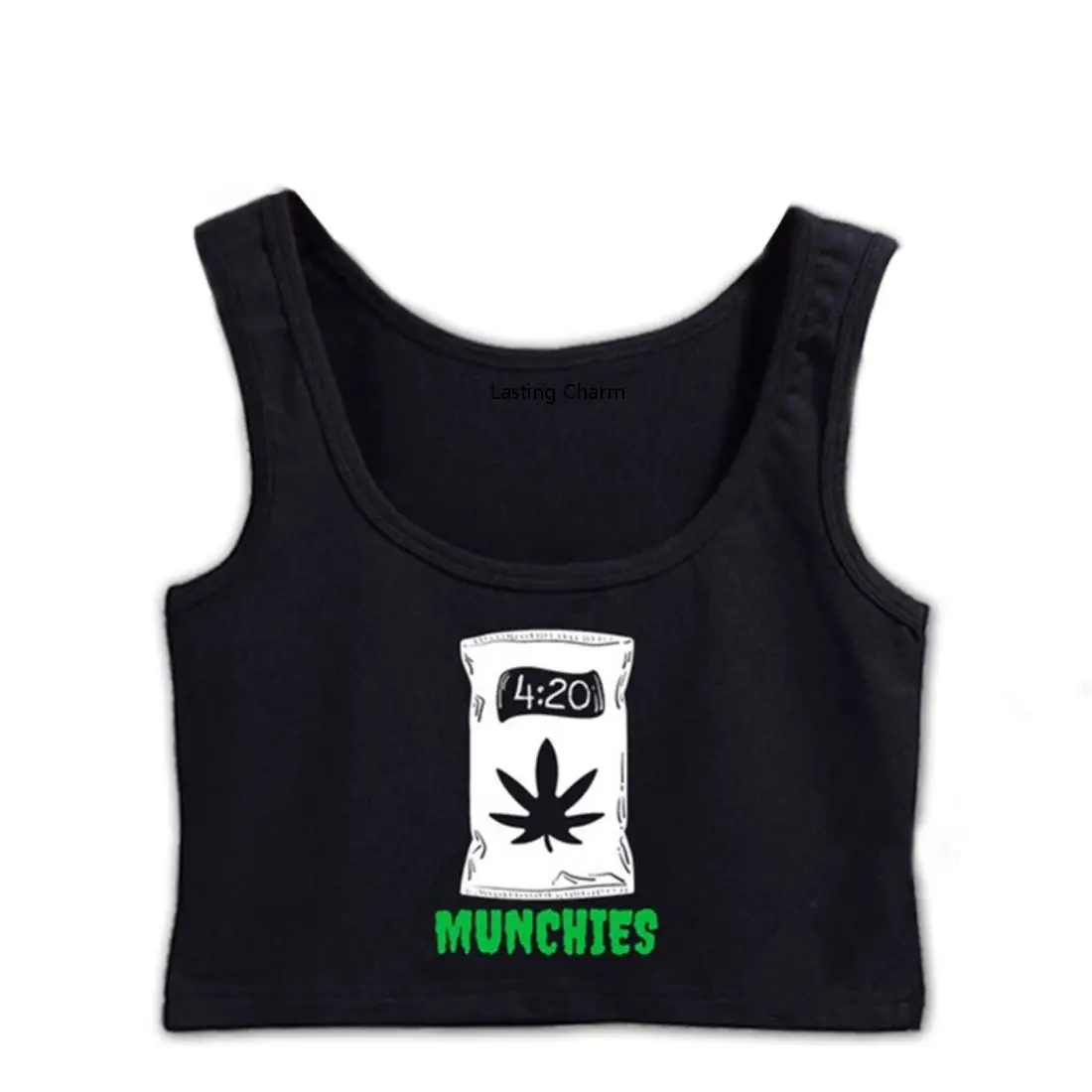 

Munchies Funny 420 Weeds Stoner Graphic Print Crop Top