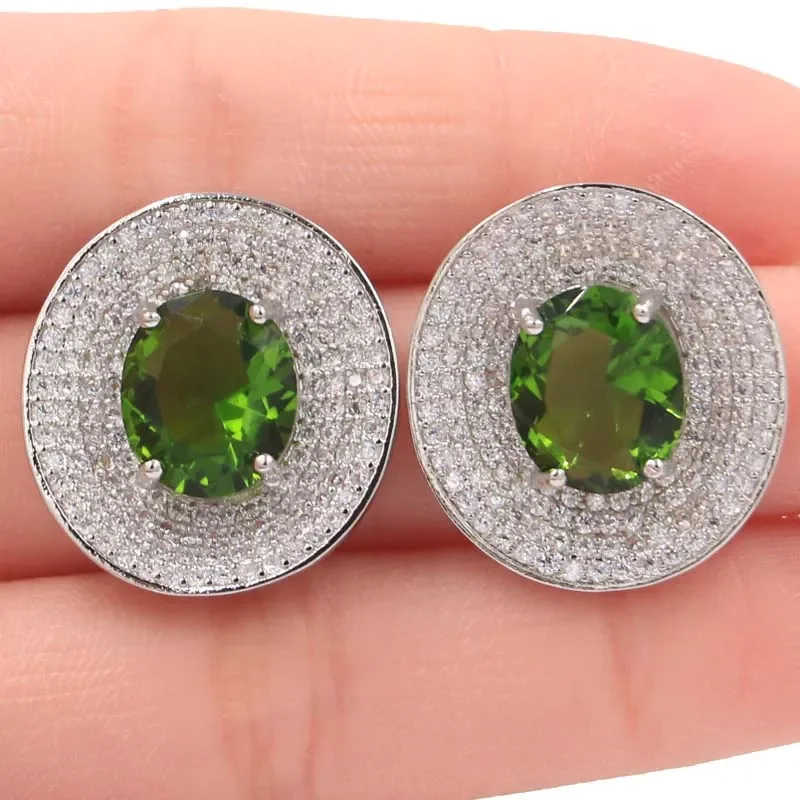 10g 925 SOLID STERLING SILVER Customized Earrings Stunning Green Peridot Emerald Alexandrite Topaz Red Ruby London Blue Topaz CZ