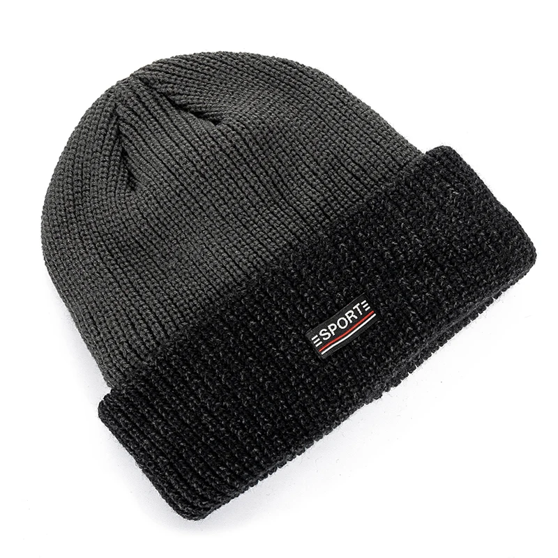 Unisex Classic Two Tone Color Winter Hat Soft Beanie Hats For Men Women Thick Outdoor Ski Cuffed Hats