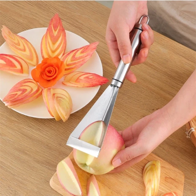 1pc Multifunctional Vegetable & Fruit Peeler With Stainless Steel Triangle  Push Knife & Creative Carving Design Suitable For Fruit Plate Platter  Serving Slicing Apple