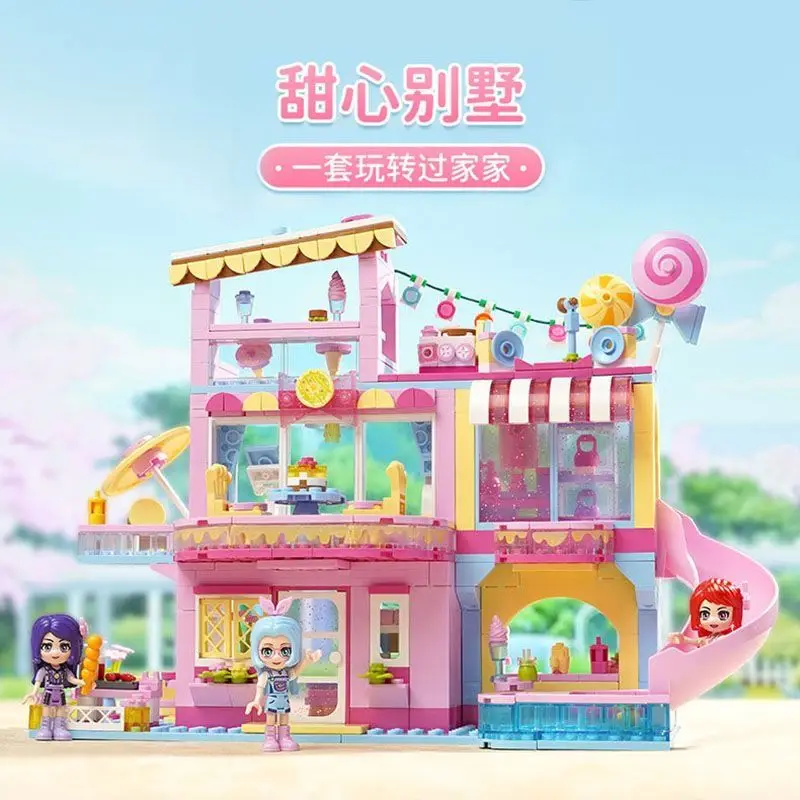 Keeppley Building Block Sweetheart Villa Tabletop Ornament Assembled Toy Shiny Jelly Cart Flower Sea Afternoon Tea Gifts