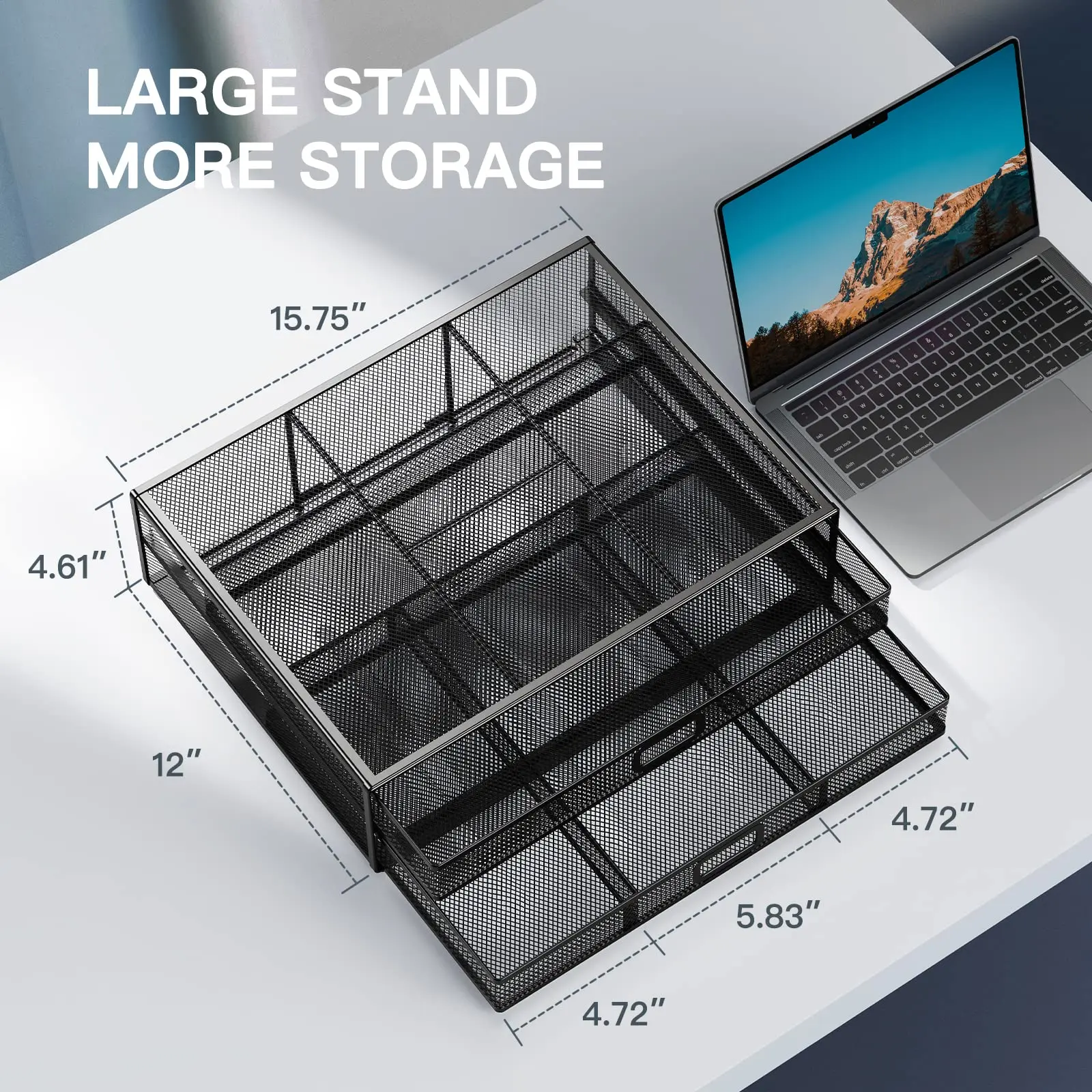 Monitor Stand, Monitor Stand with Drawer Monitor Riser Mesh Metal